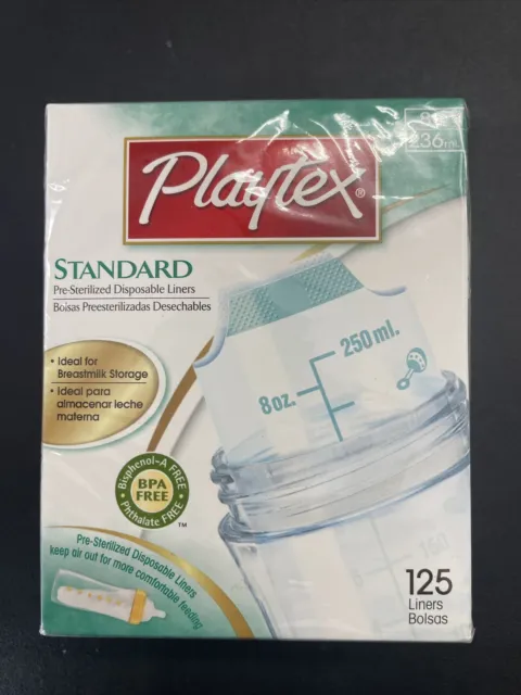 SEALED Playtex Standard 125ct Baby Bottle Disposable Liners Soft Collapsible 8oz