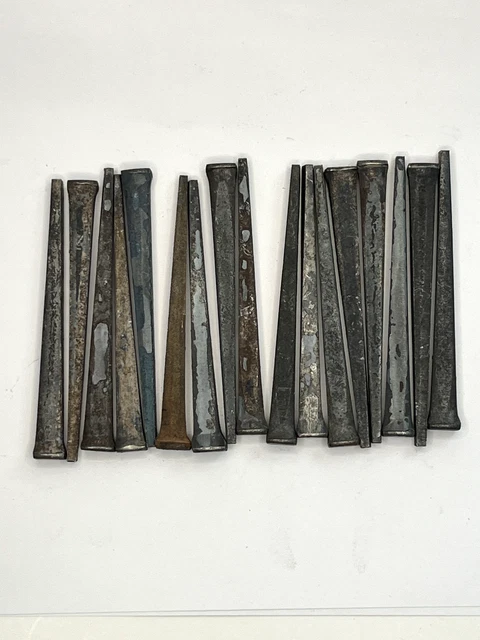 17 Vintage 3 1/2 INCH Square Cut Nails Flat Head - New Old Stock Nails