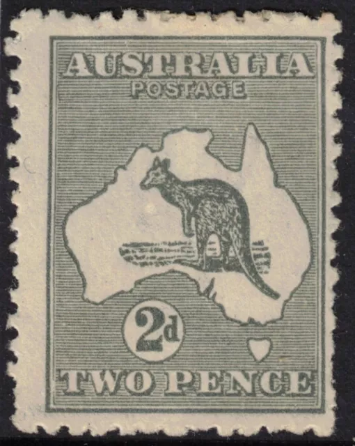 Stamp 1923 Australia 2d grey die 2b Kangaroo 3rd watermark SG35ba MH pulled perf