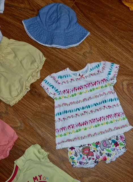 #37 Huge Bundle Of Baby Girls Summer Clothes Age 3-6 Months Outfits Rompers Hats 5