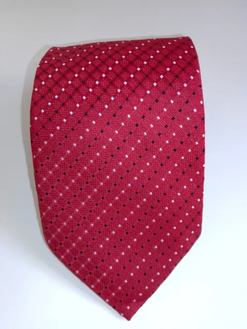 Hugo Boss 100% Silk Hand Made in Italy Red Black & White Design Tie (EC)