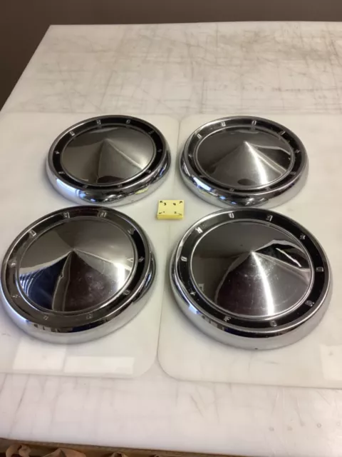 (4) 1960 Ford Galaxie Starliner Sunliner chrome dogdish hubcaps 3
