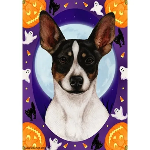 Halloween Garden Flag - Tri Rat Terrier 123241