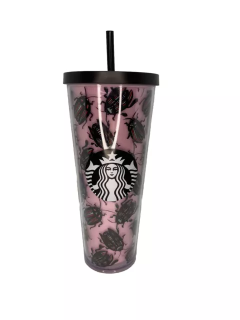 STARBUCKS 2022 FALL COLD CUP Hammered Begonia PINK GLASS TUMBLER