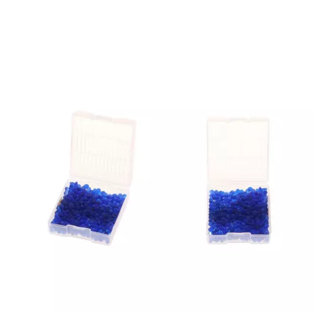 2x Blue Indicating Silica Gel Beads in Square Plastic Box - Moisture Absorber