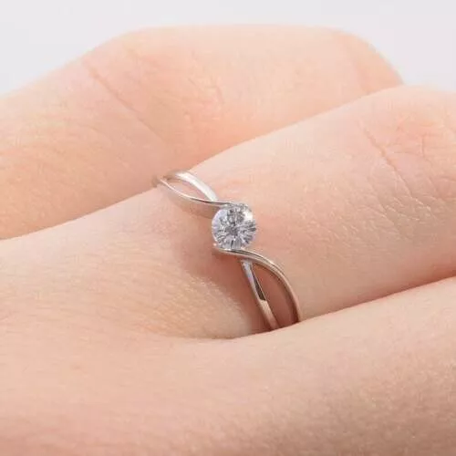 0.50 Ct Round Cut Simulated Diamond Solitaire Wedding Ring 14K White Gold Finish