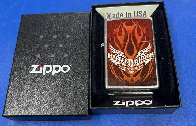 Zippo 2010 Harley Davidson Flaming Skull Lighter Unfired In Box V110