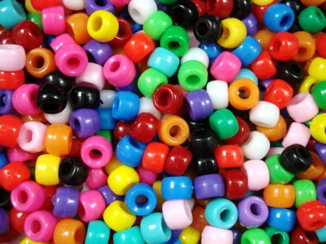 Pony Beads 9x6mm Mix 100pc Kids Hair Toy Party Fun Braid Jewellery FREE POSTAGE