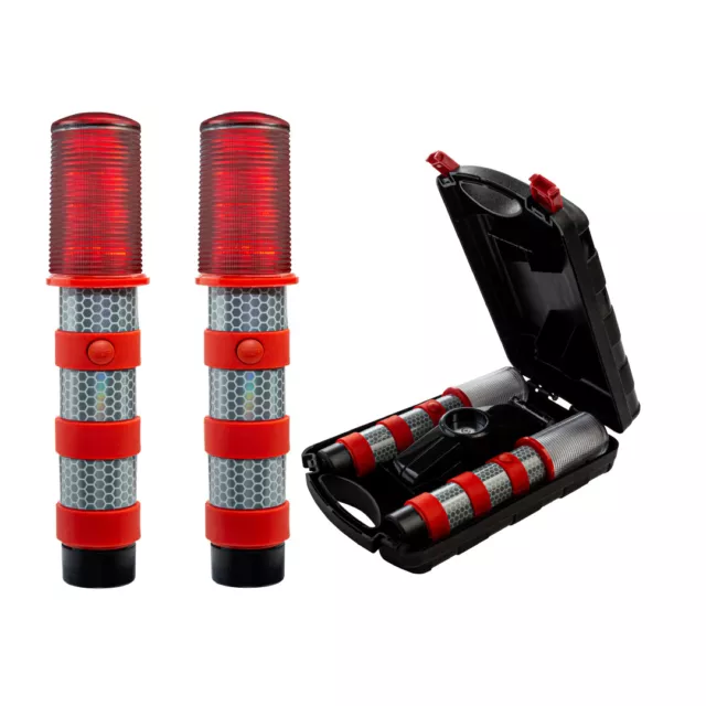 LED Emergency Roadside Flares Safety Strobe 2 Pack With Case & Battrery's