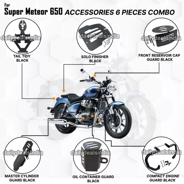 Compatible Para Real Enfield Super Meteor 650" 6 Piezas Accesorios Combo Pack -