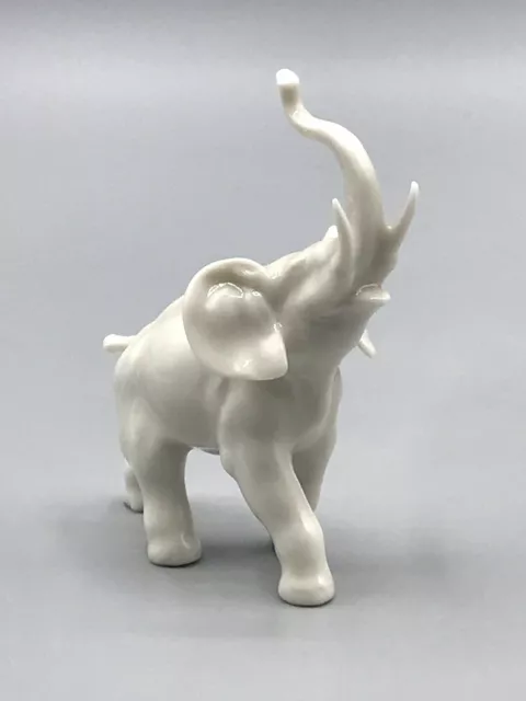 Weißer Hutschenreuther K. Tutter Miniatur Elefant um 1900 Alt Antik Top Zustand