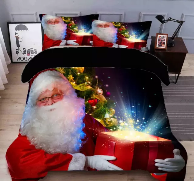 3D Santa Star C300 Weihnachten Steppdecke Bettbezug Christmas Bett Zoe