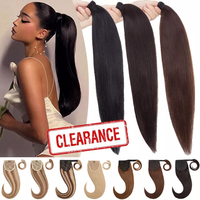 Echthaar Pferdeschwanz Clip in Remy Ponytail Zopf Extensions Haarteil Human Hair