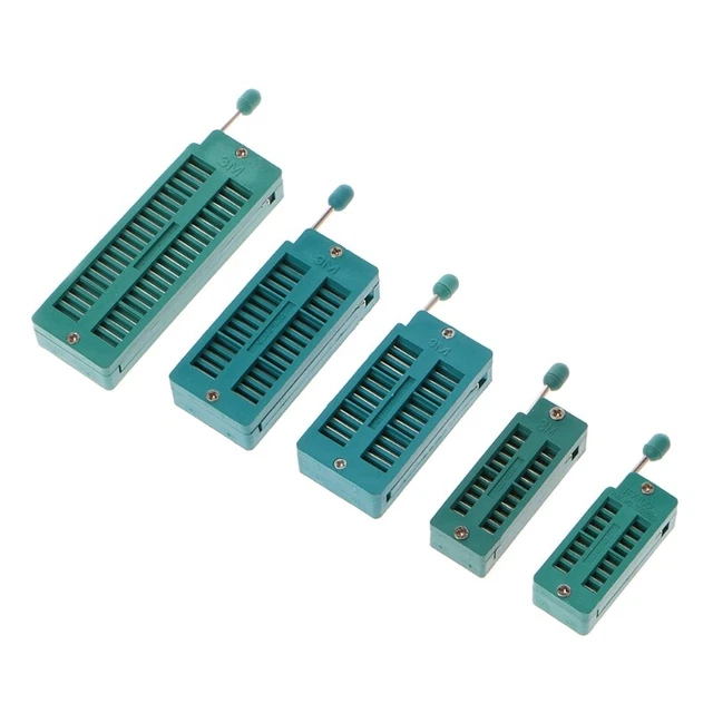 16 20 24 28 40  Pin 2.54MM Green DIP Test Universal ZIF IC Socket Welding Type