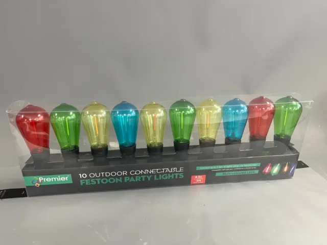 Premier LED Connectable Festoon Lights 4.5m Lit Length Indoor Outdoor Long Bulb