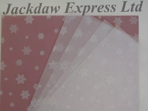 25 x A4 100gsm Printed Translucent Vellum Paper - White Snowflakes AM518