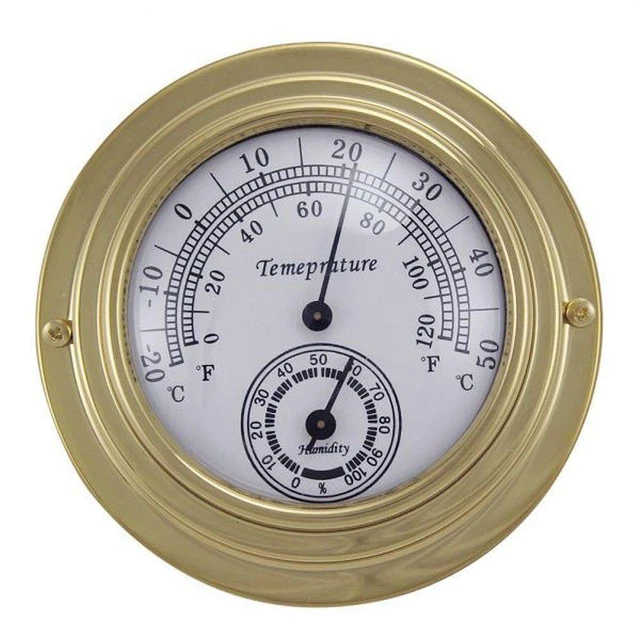 Comfortmeter, Hygro-Thermometer Marine Einbauinstrument, Messing Ø 10 cm Comfortmeter, Hygro-Thermometer Marine Einbauinstrument, Messing Ø 10 cm