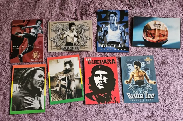 Job Lot 8 Postcards Of Bruce Lee, Bob Marley,  Che Guevara, San Fransisco