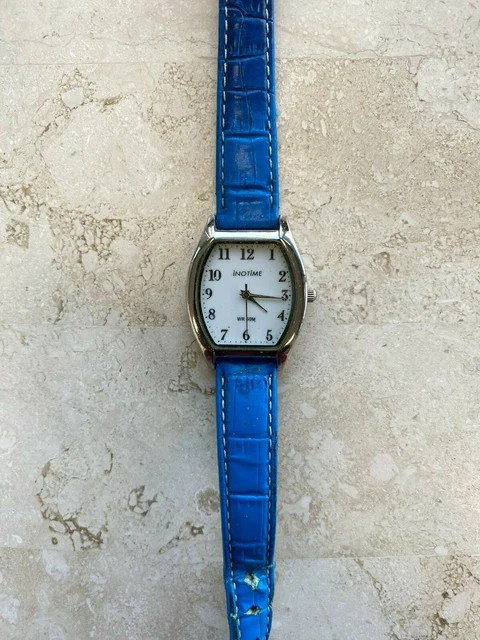 Montre Vintage Homme Quartz Inotime Référence 911681 - Boîtier Et Bracelet Acier Doré, Cadran Blanc - Occasion