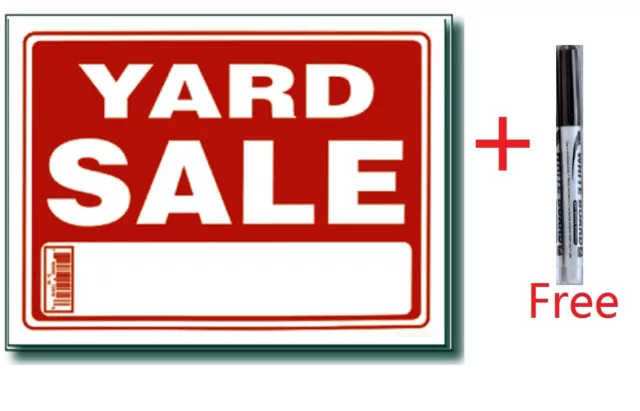 5 Pcs 9 x 12 Inch Plastic " Yard Sale " Sign with a Free Erasable Marker