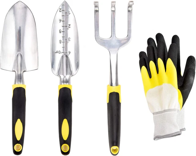 Conjunto De Herramientas De Jardín 4pcs Pequeñas Palas y Guantes De Jardineria