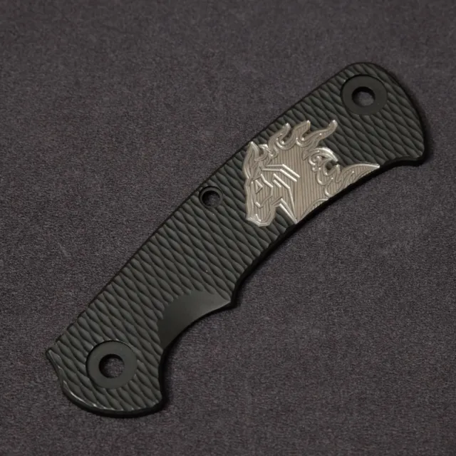 Hinderer Knives Project X Textured Titanium Scale - Battle Black / Horse Head
