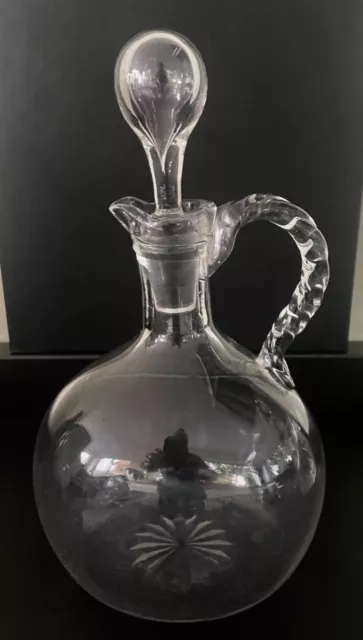 Antique Glass Decanter Twisted Handle with Stopper 9" (23cm) high Collectable