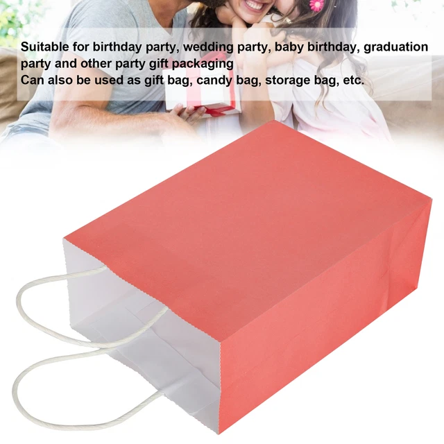 (15x8x21cm Pink)10pcs Portable Kraft Paper Bag Packaging Gift Bag Accessory EOB