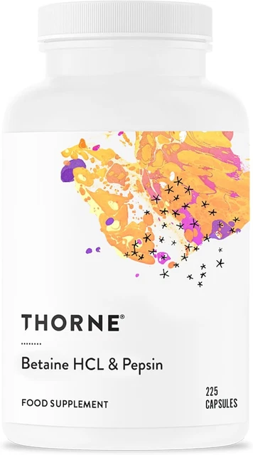 THORNE BETAINE HCL & Pepsin - Digestive Enzymes for Protein Breakdown ...