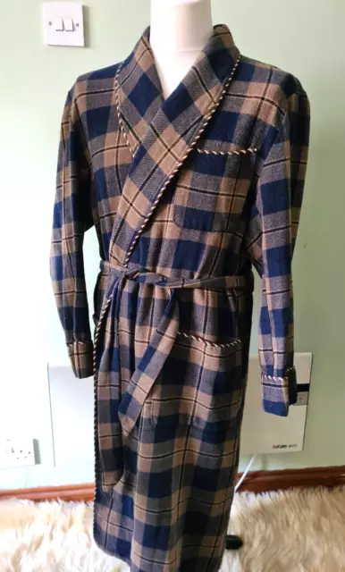 LLOYD ATTREE Smith blue check dressing gown wool blend large EUR 25 26 PicClick IT