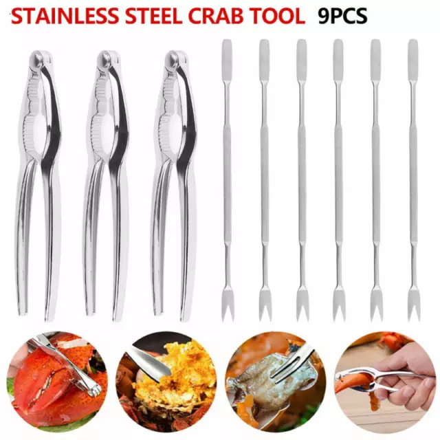 Seafood Tools Crab Crackers Nut Forks Set Opener Shellfish Lobster Leg AU