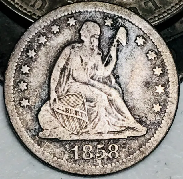 1858 O Seated Liberty Quarter 25C Ungraded Choice 90% Silver US Coin CC21217