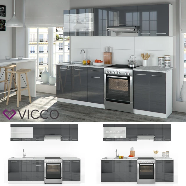 Cuisine équipée « Optima » Vicco 270 cm anthracite/brillant