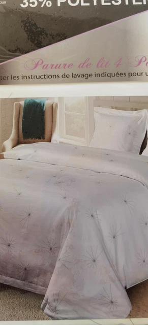 Parure de lit housse de couette avec taie d'oreiller 100% Polyester 60 gsm Luziola : Taille