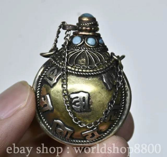 4 " Old Chinese Silver Turquoise word Snuff bottle