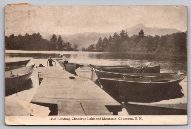 Postcard Boat Landing Chocorua Lake Mountain New Hampshire Dock Pier Boat Forest