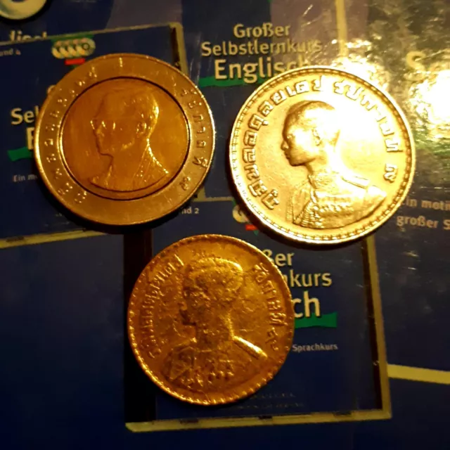 3 Münzen aus Thailand, gebraucht und aus dem Umlauf. Gut erhalten.