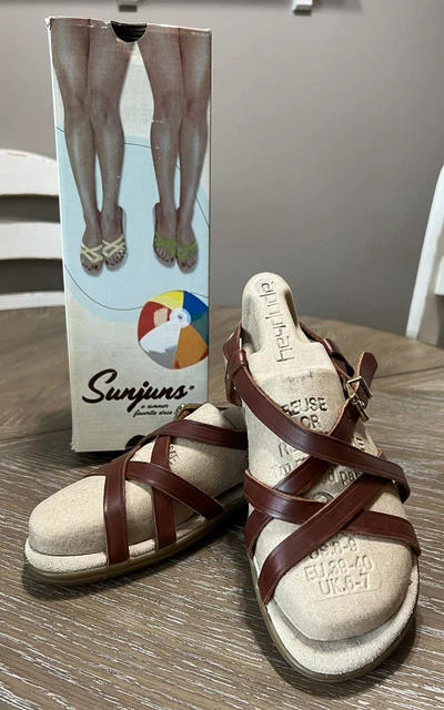 Bass Sunjuns Cinnamon Margie Leather Strappy Sandals Original Box Womens Sz 9.5