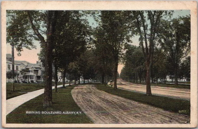 1910s Albany, New York Postcard "MANNING BOULEVARD" Residential / Houses UNUSED