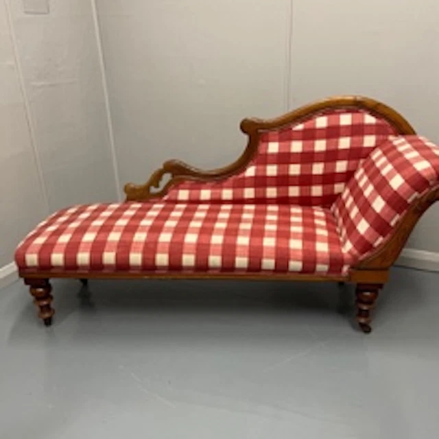 Late 19th Century Chaise Longue reupholstered 3