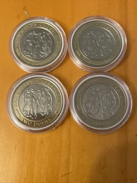 Isle of Man Thorwald's Cross £2 coin Set In Capsule X4 - 2000, 2001, 2002, 2003