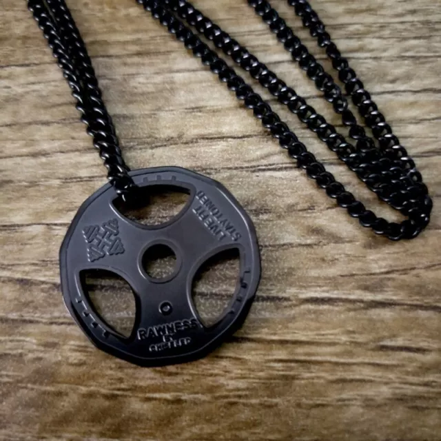 Fitness Weight Plate Barbell Chain Pendant Workout Necklace for Men Jewelry