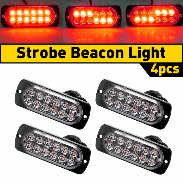 4x 12-LED Red Warning  Hazard Beacon Dash Strobe Light Bar Foglights