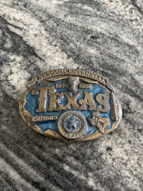 Vintage 1986 150 Years Celebration Texas Sesquicentennial Belt Buckle