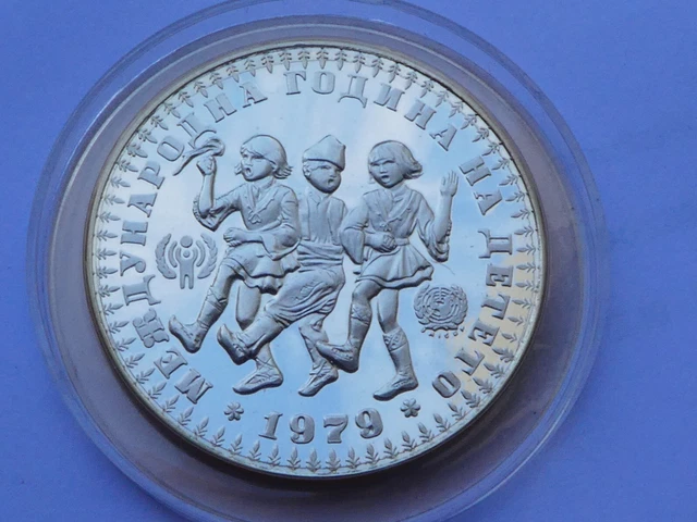 Bulgarien , 10 Lewa 1979 PP , Jahr des Kindes , Silber , rar !!!