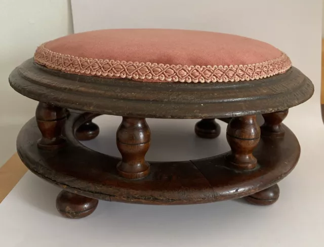 Small Round Antique Footstool