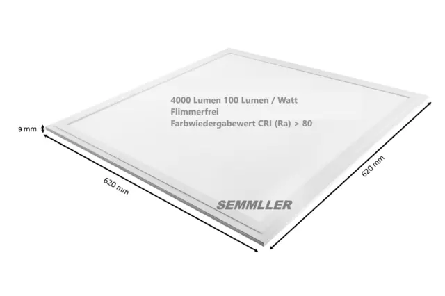 LED Panel 62x62cm 40W Premium Rasterdeckenleuchte 4000 Lumen inkl. marken Trafo