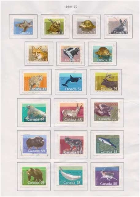 (F224-6) 1988-90 Canada set of 19stamps definitive 1c to 80c mint (F) (SF19)