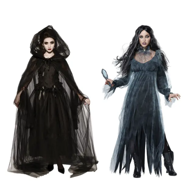VAMPIRE COSTUME FOR Women Halloween Cosplay Party Dress Cape Polyester ...