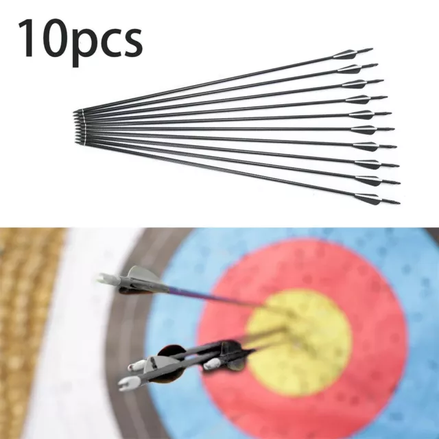 10PC 30'' Fibreglass Carbon Arrows Grade Archery Arrow With Tip Broadhead